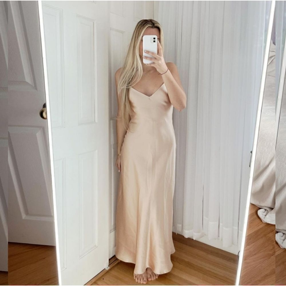 ZARA SATIN SLIP DRESS SALMON PINK - Picture 12 of 12